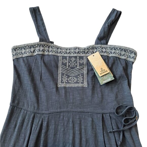 Prana Tribal Embroidered 100% Cotton Indie Sundress Coal NWT Size Large - Picture 5 of 12